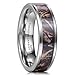 King Will 8mm Camo Trees Leaves Tungsten Carbide Ring Camouflage Hunting Polished Finish Comfort Fit