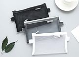 BoomYou 3 Pieces Zipper File Bags Organizer Mesh Zipper Pencil Case Storage Holder Transparent Paper Document Pouches for Office School, Business Receipts, Newspaper, Magazine (Large)