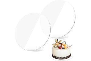 Nivofu 2pcs Acrylic Cake Boards, 7.8 Inch Clear Round Cake Base, Sturdy Reusable Cake Discs for Baking Cake DIY Dessert Craft