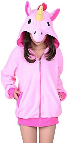 OLadydress Women Mens Unisex Adult Animal Hoodie Zipper Closure Sweater Jackets Unic-PK X-Large