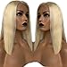 613 Blonde Bob Wig Colored 13x6 Deep Part Human Hair Wigs with Baby Hair Glueless Lace Front Wigs with Pre-Plucked Hairline 150% Density Straight Wig for Black Women 12 Inch