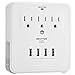 BESTTEN USB Outlet Surge Protector, 4 USB (Max 4.2A) Charging Ports and 3 AC Electrical Sockets, Wall Mount Multi Outlet Extender with 2 Slide Out Phone Holders, ETL Certified, White