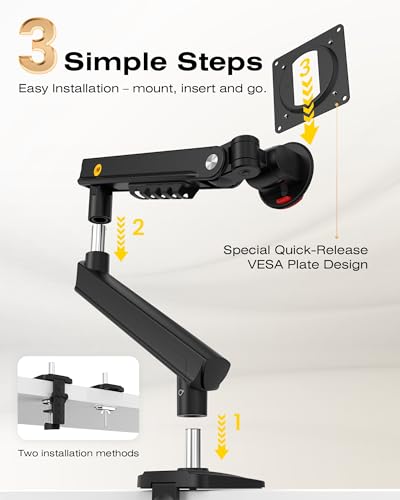 NB Ergonomic Supporto per monitor da 17 a 32 pollici, braccio monitor carico fino a 9 kg | Molla meccanica, installazione rapida del pannello | VESA 75 & 100 mm A5