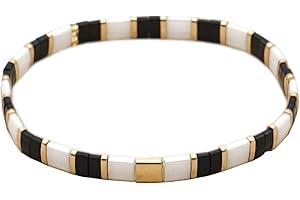 Sonateomber Tila Flat Beaded Stretch Bracelets for Women Colorful Beads Stack Bracelet