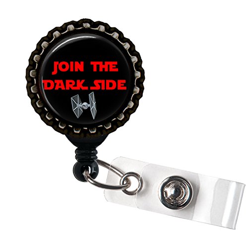 Join The Dark Side Tie Fighter Black Identification Badge Reel ID Tag Holder