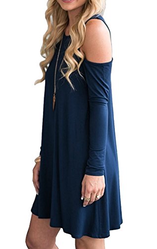 ZENNILO Women's Loose Fit Swing T-Shirt Dress With Pockets - Casual Short Sleeve Dress, Black, Medium