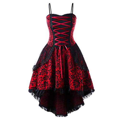 Vintage Party Dress for Women,Chaofanjiancai Sexy Sleeveless Gown Vintage Strappy Lace Up Flare Dress - Thumbnail 6