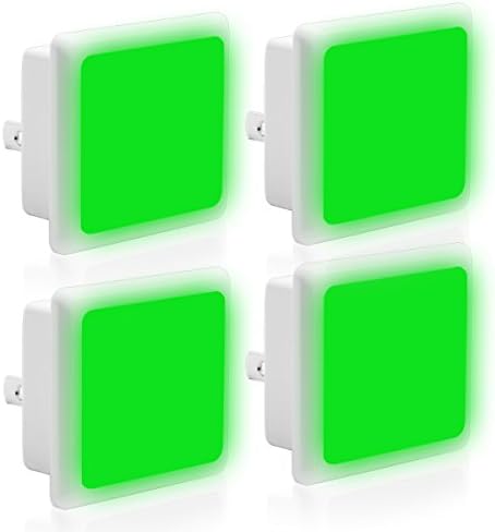 LOHAS Night Light Plug in, Green Automatic Nightlights with Dusk to Dawn Sensor, 0.3W Ultra Slim, Auto on/off LED Night Lamp for Baby, Nursery, Hallway, Bedroom(4 Pack)