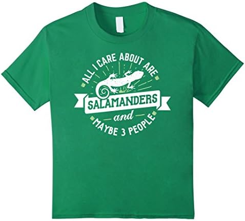 Kids Pet Salamander T-Shirt - All I Care About Are Salamanders 8 Kelly Green