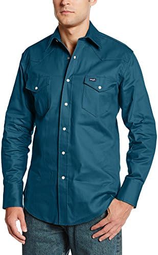 Wrangler Men's Cowboy Cut Long Sleeve Western Snap Solid Work Shirt
