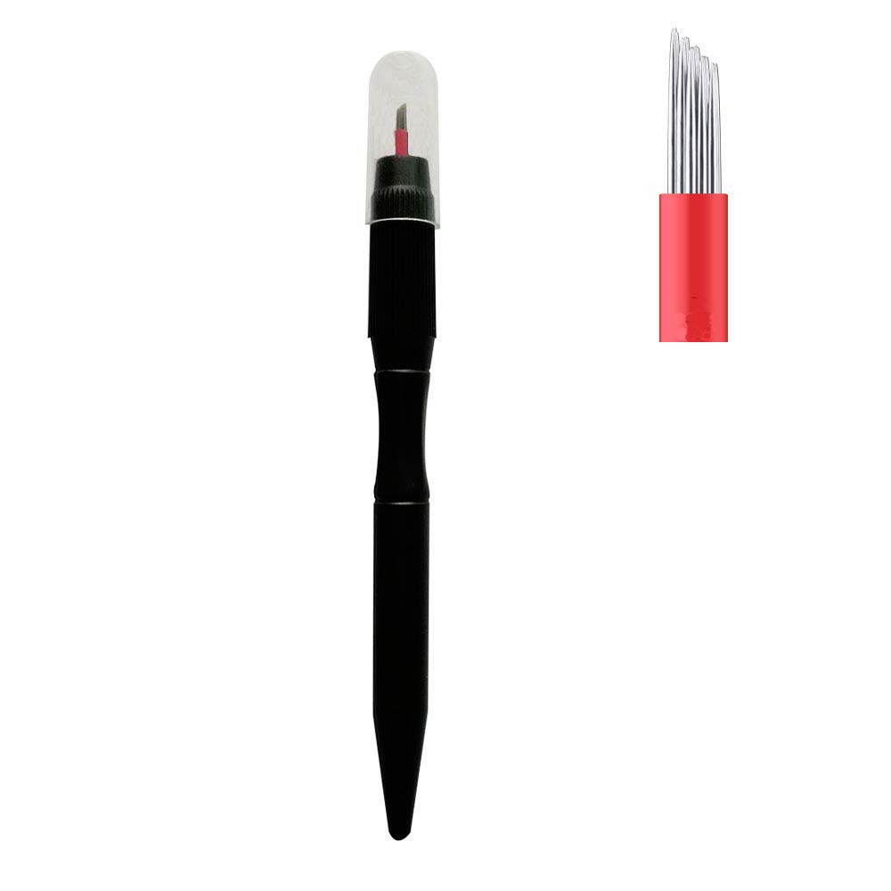 ZUSING Very Sharp Microblading Shading Pen Bevel 19 Pins With a Cap Disposable Microblading Pen 10 pcs/pack (Black)