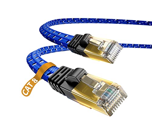 Cat 7 Ethernet Cable,Blue 10M/33FT DanYee Nylon Braided CAT7 High Speed Professional Lan Cable Gold Plated Plug STP Wires CAT 7 RJ45 Internet Network Cable (Blue 10M/33FT)