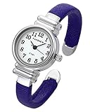 Top Plaza Kids Girls Casual Chic Simple Arabic Numeral Bangle Cuff Watch for Small Wrist,Thanksgiving Christmas Xmas Gift,Blue