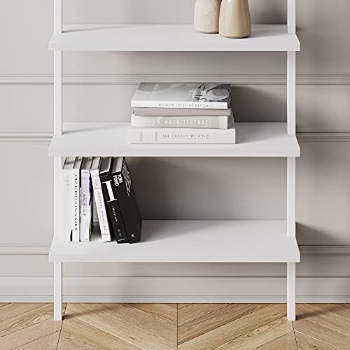 Nathan James Theo 6Shelf Tall Modern Bookshelf, Wall Mount Ladder