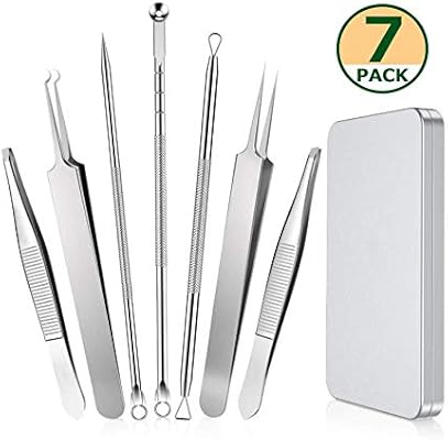 Blackhead Remover Eyebrow Tweezers Set 7pcs Comedone Extractor