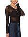 May&Maya Women's Long Sleeve Pure Mesh Blouse
