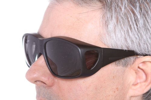 LensCovers Wear Over Prescription Glasses Sunglasses for Men and Women Large Size (BLACK) Polarized!