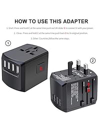 Travel Adapter, Universal Plug Adapter for Worldwide Travel, International Power Adapter, Plug Converter with 4 USB Ports, All in One Wall Charger AC Socket for  pean UK AUS Asia Cell Phone Laptop