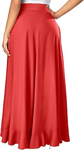 dudi's women's cotton ruffle palazzo skirt (d41_red_xl)