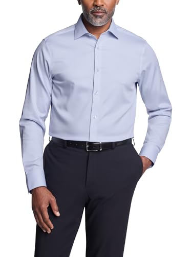 Calvin Klein Men's Dress Shirt Non Iron Stretch Slim Fit Solid Blue