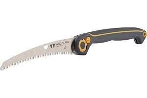 Woodland Tools Duralight Folding Saw – Curved Pruning Saw with Hardened Steel Blade, 3-Position Lock, Soft Grip Handle – Manual Tool for Tree Trimming, Branch Cutting, and Yard Work