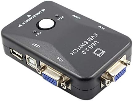 Bcowtte 2 Port VGA KVM Switch USB 2.0 Keyboard Mouse 1920x1080 Sharing Box