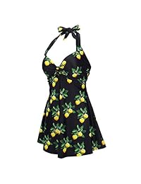 HDE traje de baño de una pieza para dama, talla grande, con control de barriga, estilo retro
