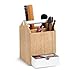 Umbra Toto Storage Box (Tall), Perfect for Organizing Makeup, Brushes, Jewelry, Stationery, and More, Birch Wood Metal Finish, Natural/White