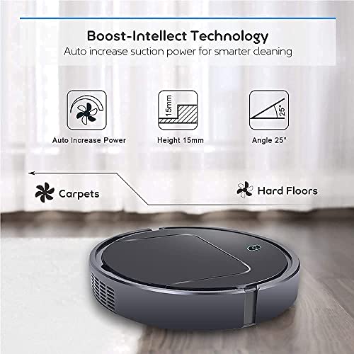 Robot Vacuum Cleaner, Tangle-free Suction , Slim, Robotic Vacuums Cleaner with Self-Charging, Ideal For Pet Hair, Hard Floor and Low Pile Carpet