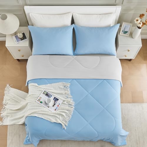 HOMFINE Cooling Blanket for People – Double-Sided Summer Blanket for Sofa Bed Summer Q-MAX>0.4 Soft Cooling Blanket, Cooling Blanket, Anti Static, Blue, 150 x 230 cm