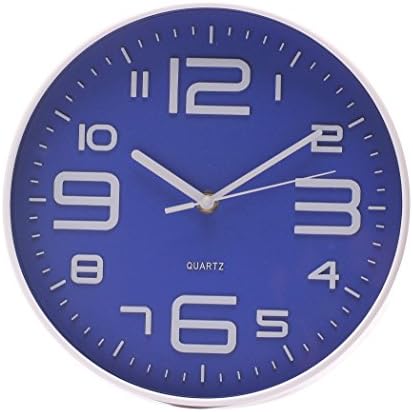 SonYo Indoor/Outdoor Simple Modern Big 3D Arabic Numerals Silent Quartz Non-ticking Wall Clock 10 Inch Blue