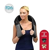 Shiatsu Shoulder and Neck Massager - 3 Speed Deep Kneading Muscle Massage with Heat - For Lower Back, Legs, Arms and More - with AC and Car Adapter - Black - by ComfySure