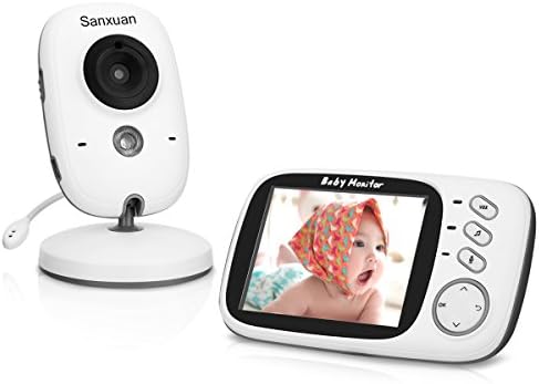 Baby Monitor Videophone Video with Camera 3.2 Inch Color LCD with Night Vision Temp Sensor Temperature Monitoring Talk-Back Two Way Audio (Built-in 8 Lullaby, Night Vision,White)