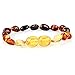 Baltic Amber Teething Bracelet/Teething Anklet For Babies, Toddlers & Kids (Unisex, Rainbow Beans, 5.5