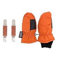 SANREMO Unisex Kids Toddler Waterproof Thinsulate Winter Snow Mittens and Mitten Clips Set (4-6 Years, Rust)
