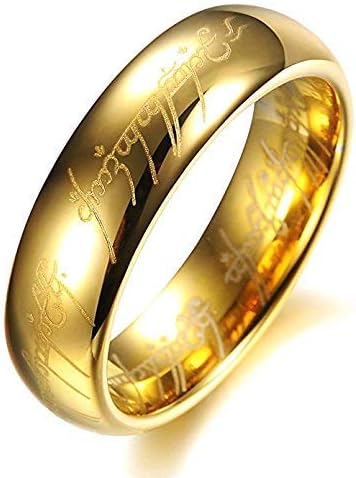 The One Ring Lord The Rings Style Tungsten Ring Gold Color Lord Rings Laser Etched (Gold, 9)