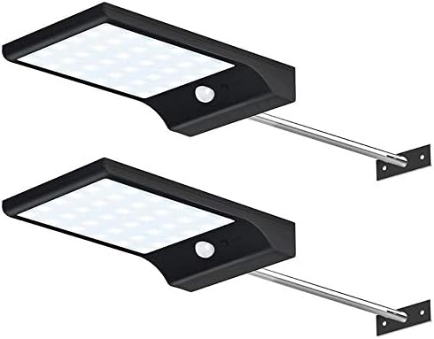 Waterproof IP65 Human Body Solar Lamp Motion Sensor Solar Light Polysilicon LED Flood Light Solar Outdoor Lighting for Garden Outdoor Yard (2 Packs)