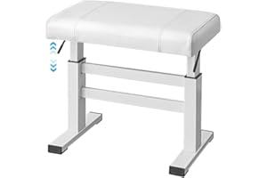 lumizone Height Adjustable Heavy Duty Piano Bench - Hydraulic Lifting Keyboard Bench Piano Stool with 23.62" x 14.17" PU Leather, High-Density Sponge & Alloy Base 2 Styles & 2 Colors (White, Smooth)