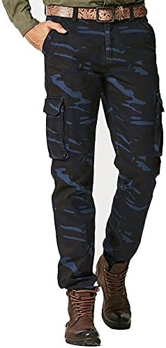 Men's Camouflage Casual Cotton Relaxed Fit Straight Leg Multi-Pocket Cargo Pants