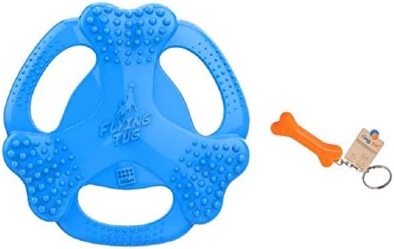 GiGwi TPR Bone Flying Tug Dog Toys with Free Key Chain (Blue), Blue, 75 g
