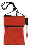 Travel Neck Wallet Passport Badge Holder, Red