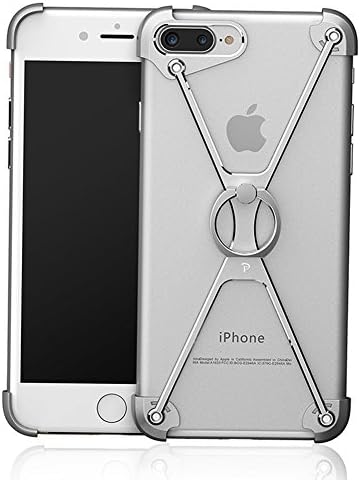 iPhone7 Plus Case,By Jabit Aviation Aluminum Metal Shock Absorption Bumper Frame With 360 Degree Rotating Metal Finger Grip Ring/Stand/Holder/Kickstand Protective Cover[Silver]