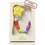 Great Holiday Gift! 2 in 1 Pacifier Clip - Teething Baby Silicone Beads with Unique Shapes - #1 Unisex Binky Holder - Best for Teether Toys, Stuffed Animals, Soothie/MAM, Infant Blankets & Drool Bibs