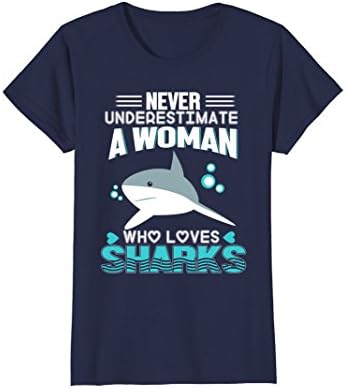 Womens Shark Tshirt Never Underestimate A Woman Who Loves Sharks Large Navy