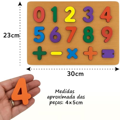 Kit 2 Brinquedos Educativo Tabuleiro Letras e Numeros 43 Peças Brinquedo Didático Encaixe Madeira Premium