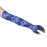 Flammi Men/Women's UV Protection Arm Sleeves Gloves Summer Sun Sleeves Super Thin for Golfing Cycling Fishing,Silicon Palm Half Finger Gloves Sleeves (Blue)