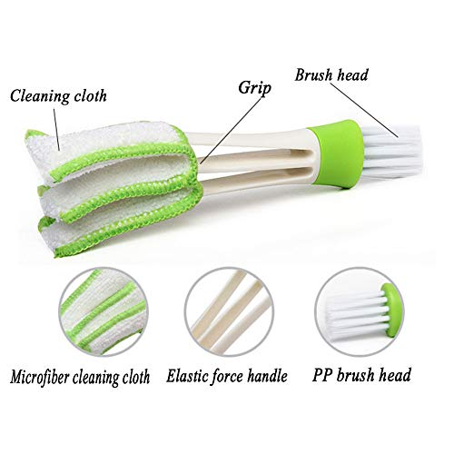 Car Windshield Cleaner Tool Set - Extendable Handle Car Window Windshields Washing Brush with 2 Removable Cloth and 1 Pack Microfiber Cleaning Cloth and 1 Brush
