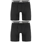 adidas Men's Relaxed Performance Climalite Boxer Brief Underwear (2 Pack), Black/Black, Medium