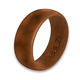 BULZi 9mm Silicone Wedding Ring with Round Edges and Flexible Domed Design - Teak