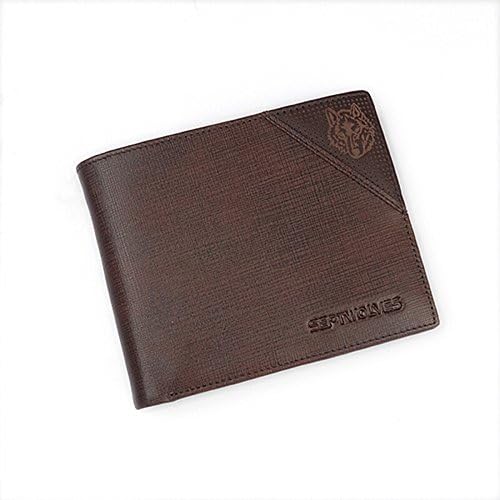 Genuine Cowhide Leather Bi-fold Wallet Business/Casual Short Wallet in Brown for Men